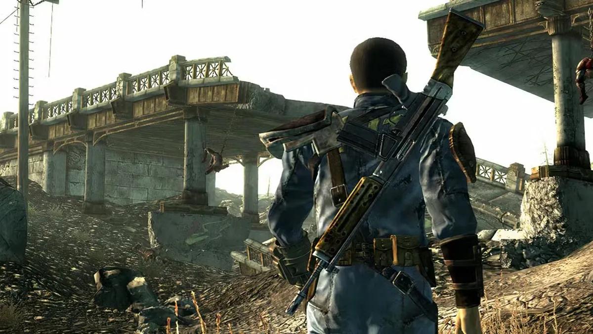 Игрок Fallout 3 столкнулся с рейдером, владеющим редким огненным копьем