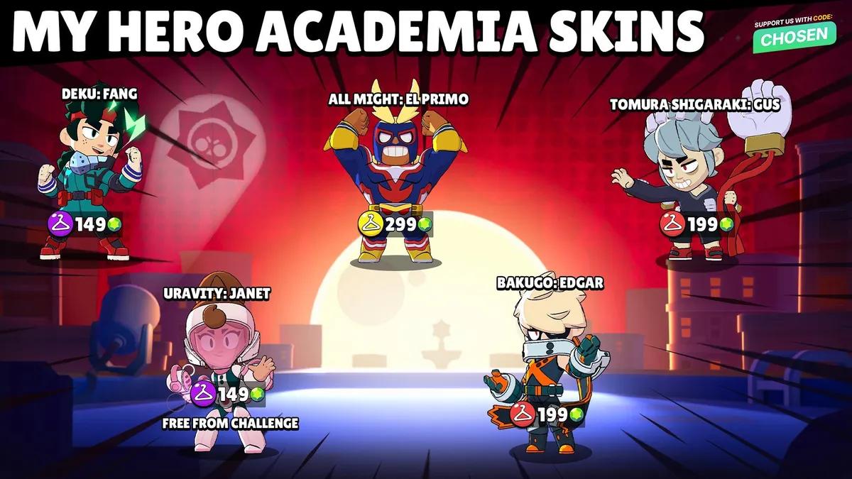 Brawl Stars x My Hero Academia — Все скины для сезона Starr Patrol представлены
