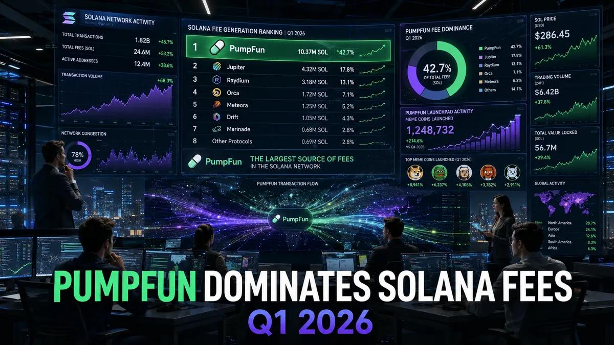В первом квартале 2026 года PumpFun стал крупнейшим источником комиссионных сборов в сети Solana.