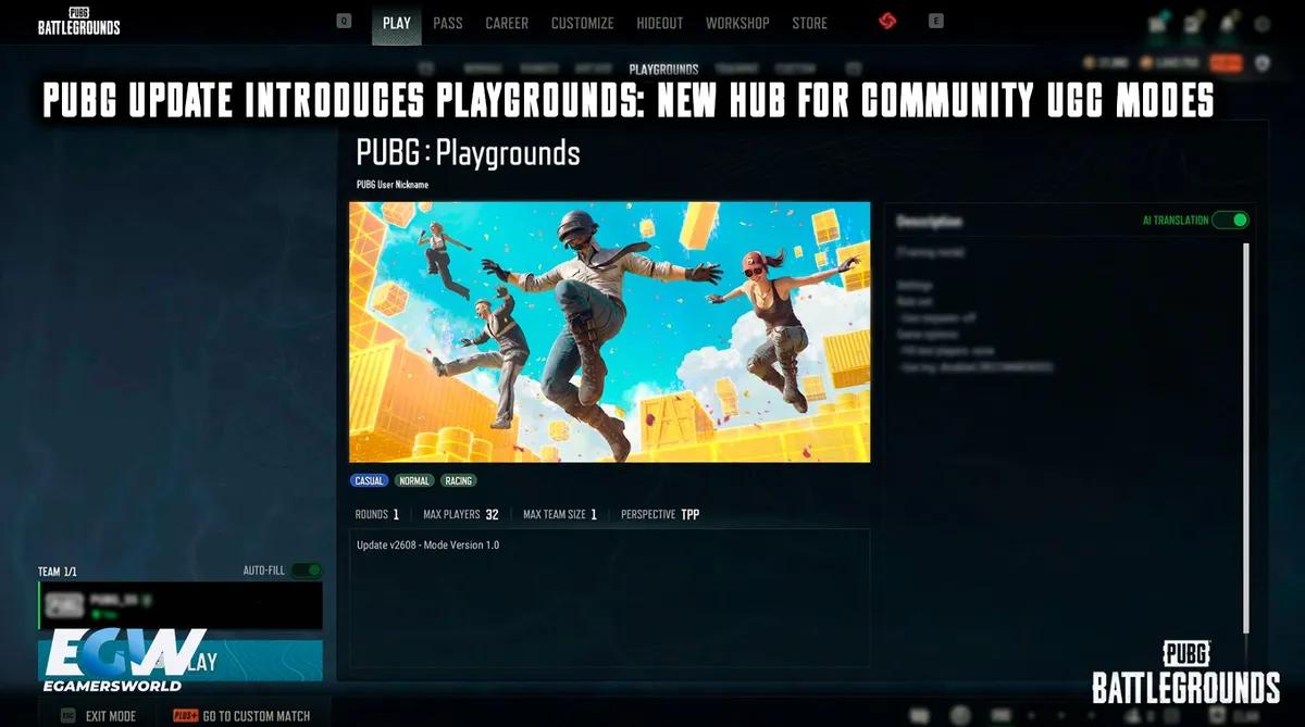 В обновлении PUBG появились «Playgrounds»: новый центр для режимов с пользовательским контентом