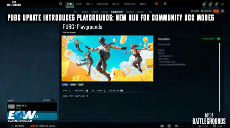 В обновлении PUBG появились «Playgrounds»: новый центр для режимов с пользовательским контентом
