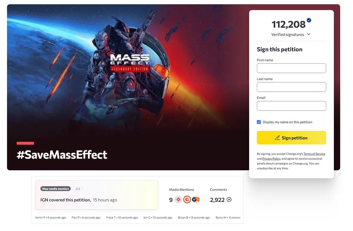 Фанаты запустили петицию в защиту Mass Effect 5 — она уже собрала более 100 000 подписей