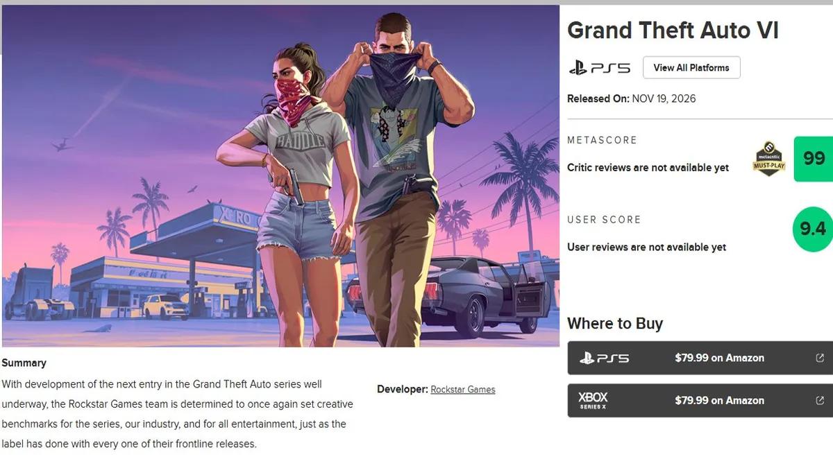 Рейтинг GTA 6 на Metacritic может оказаться не таким высоким, как все ожидают
