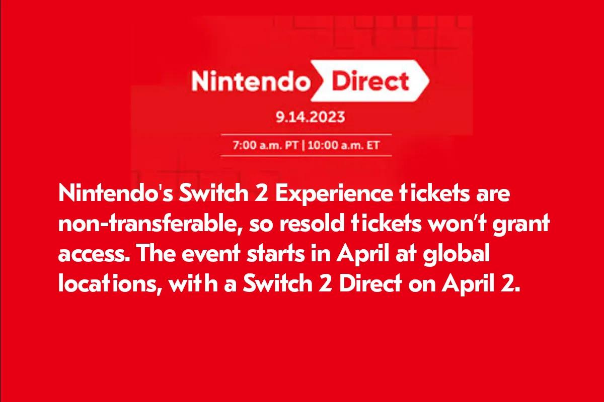 Непередаваемые билеты Nintendo Switch 2 Experience на eBay