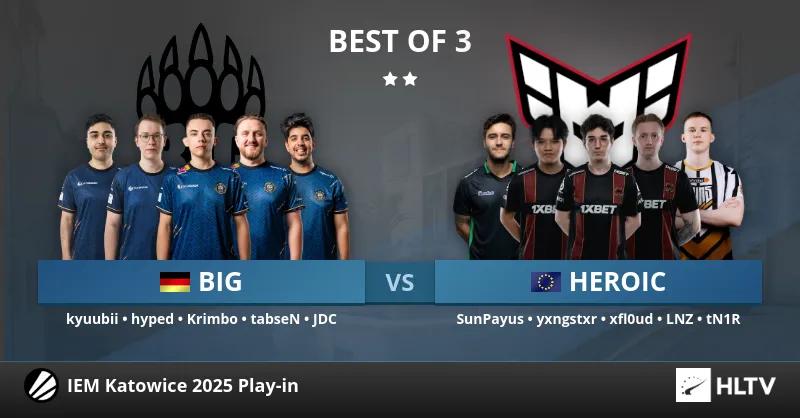 Легкая победа BIG над HEROIC в матче за место в групповом этапе Intel Extreme Masters Katowice 2025
