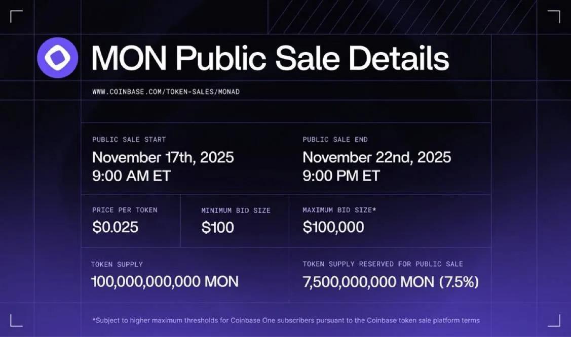 Monad и Coinbase объявили о проведении ICO токенов $MON: первая публичная продажа на новой платформе биржи