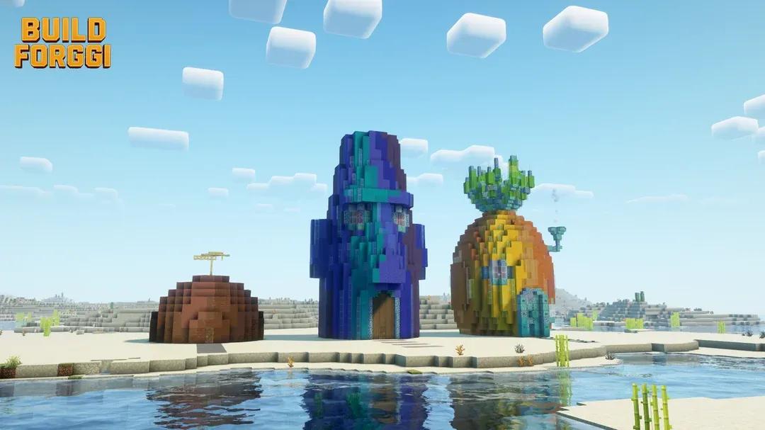 Игрок Minecraft воссоздал улицу Губки Боба Конча в потрясающих деталях