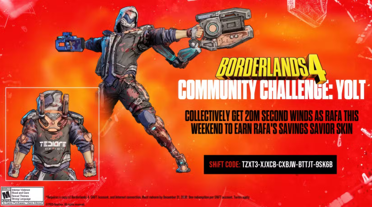 Borderlands 4: бесплатный скин Рафы «Спаситель сбережений» доступен с помощью кода SHiFT 1