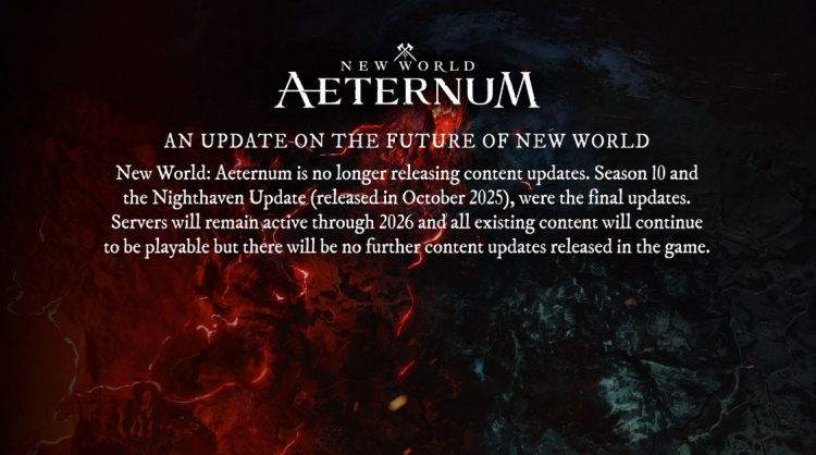 Страница New World в Steam становится надгробием после того, как Amazon отказывается от своей MMO 2