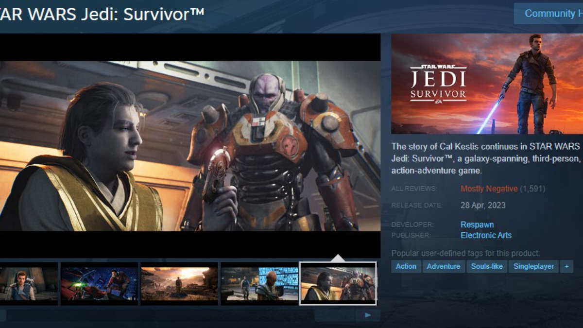 Менее трети игроков на Steam остались довольны выходом игры Star Wars Jedi Survivor